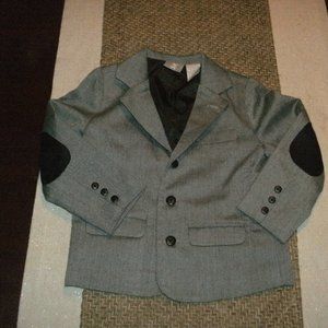 Classic Gray Herringbone Blazer Sport Coat Suit Jacket with Elbow Patches sz 3T